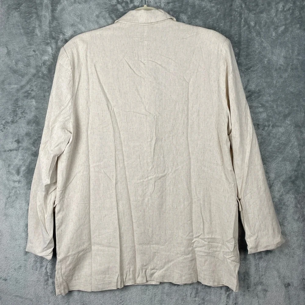 MNI LOS ANGELES Oversized Double Breasted Blazer‎ Women Large Beige Linen New